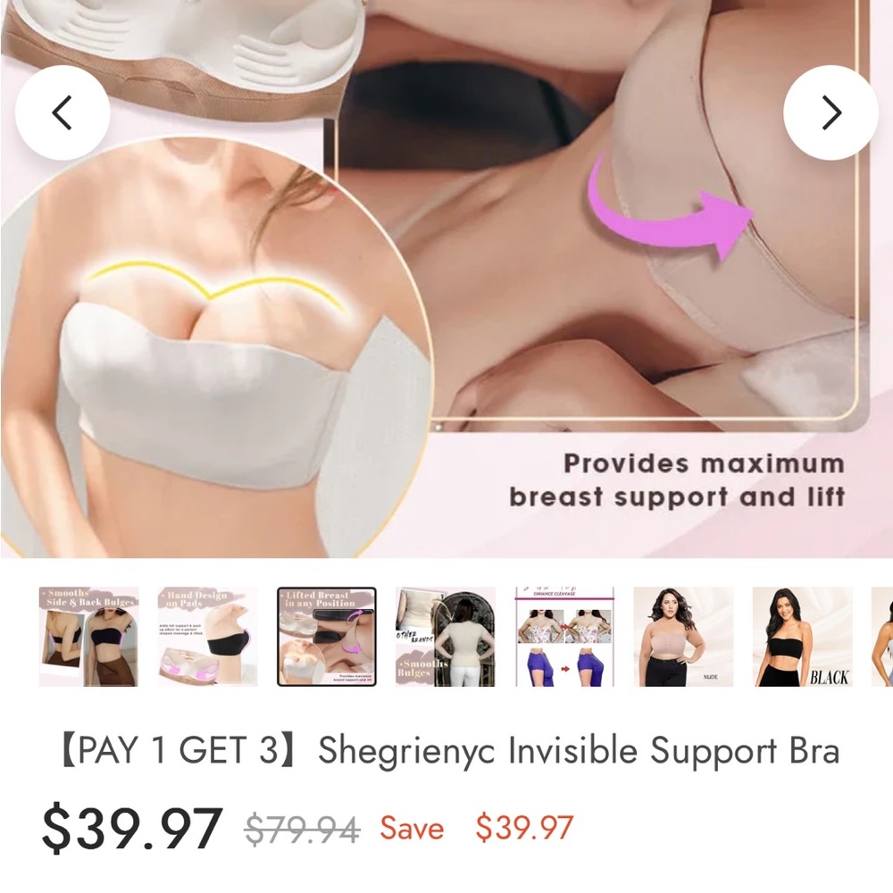 Tube support bra 32-34 C-DD